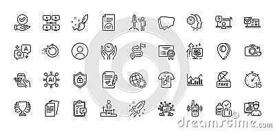 Headshot, Checklist and Globe line icons pack. For web app. Line icons. Vector Vector Illustration