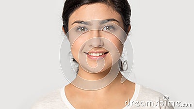 Headshot of indian girl look at camera posing in studio Stock Photo