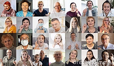 Headshot portraits of diverse smiling people Stock Photo