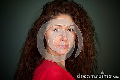 Headshot. Warlike girl Stock Photo