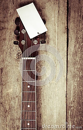 Headstock of acoustic guitar Stock Photo