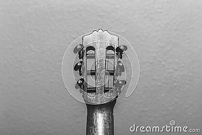 Headstock of a classical guitar bottom view Stock Photo