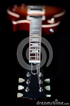 Headstock, Neck and Body of Electric Guitar Stock Photo