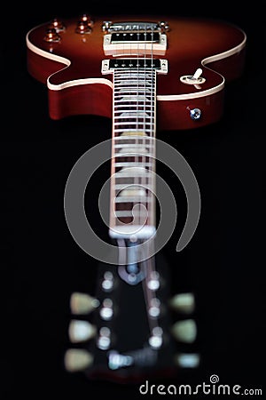 Headstock, Neck and Body of Electric Guitar Stock Photo