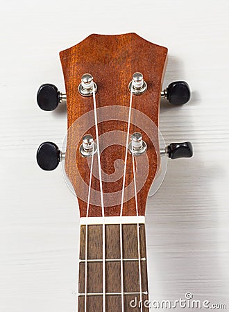 Headstock of Ukulele Hawaiian Guitar Stock Photo