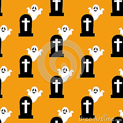 Headstone and ghost pattern Vector Illustration