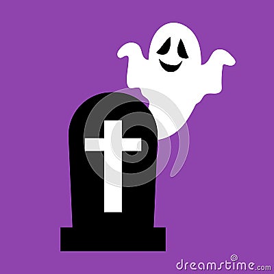 Headstone and ghost Vector Illustration