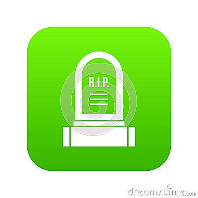 Headstone icon digital green Vector Illustration