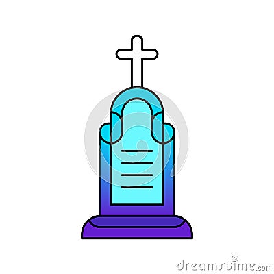 Headstone lined icon. RIP Vector Illustration