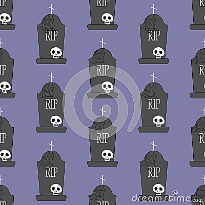 Headstone and skull pattern Vector Illustration