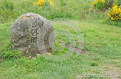 Clan Fraser Grave Marker at Culloden Stock Photo