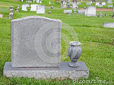 Headstone and vase Stock Photo