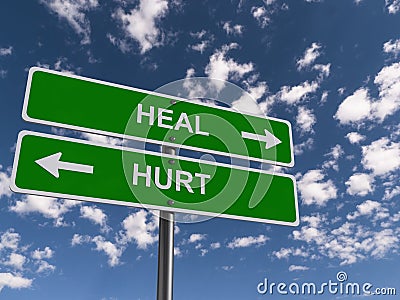 Heal hurt traffic sign Stock Photo