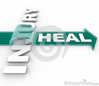 Heal After an Injury Arrow Over Word Recuperation Stock Photo