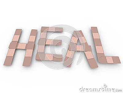 Heal Word Bandage Words Treat Injury Stock Photo