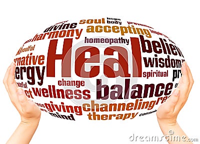 Heal word cloud hand sphere concept Stock Photo