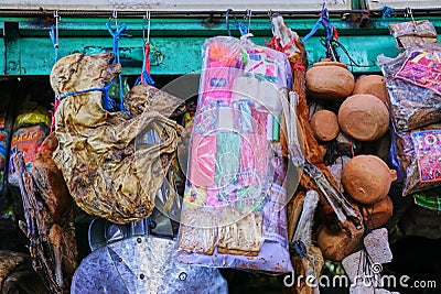 A healer's shop at the market of Arequipa Stock Photo