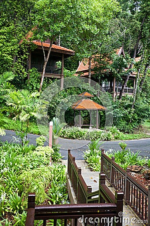 Healh resort in rainforest. Ecotourism. Stock Photo