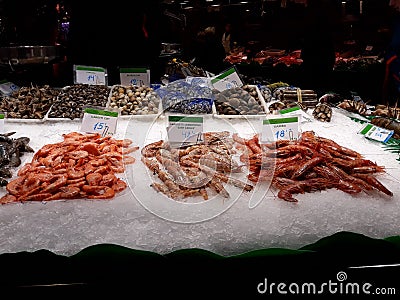 Fresh seafood at the bazaar Stock Photo