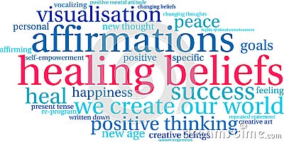 Healing Beliefs Word Cloud Stock Photo