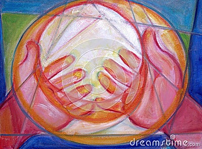 Healing hands fine art abstract expressionist painting Stock Photo