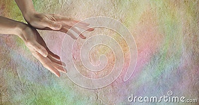 Healing Hands on parchment background Stock Photo