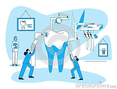 Healing Tooth Dentistry Composition Vector Illustration