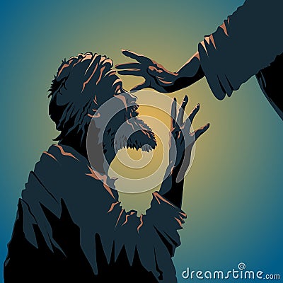 Healing touch of Jesus Christ vector illusration Vector Illustration