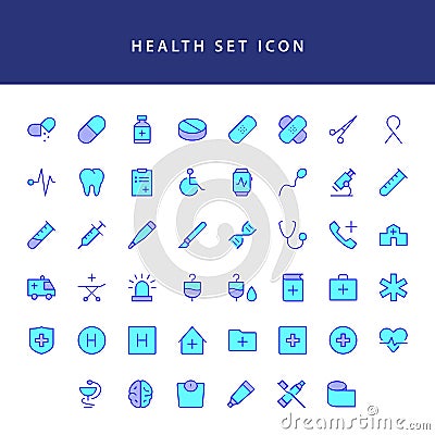 Healt icon set filled outline set Vector Illustration