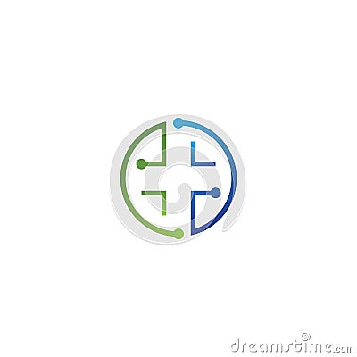 Healt tech logo template icon Cartoon Illustration