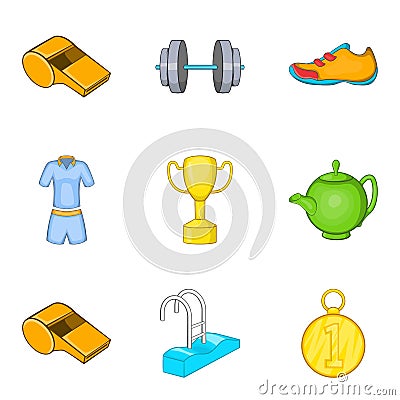 Health affluence icons set, cartoon style Stock Photo