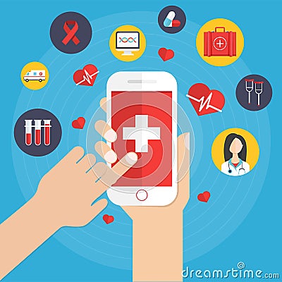 Health application on smartphone vector illustration Vector Illustration