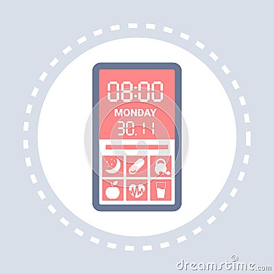 Health book application interface mobile app smartphone screen icon healthcare medical service logo medicine symbols Vector Illustration