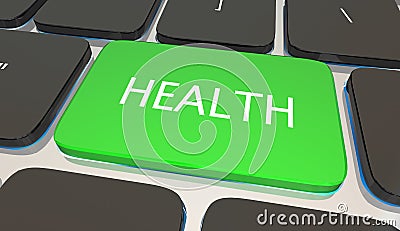 Health Button Computer Keyboard Stock Photo