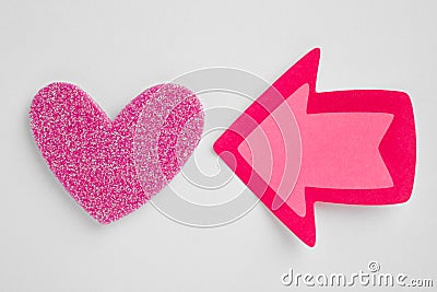 Health care background with heart and arrow signal. Valentine Stock Photo