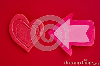 Health care background with heart and arrow signals. Valentine d Stock Photo