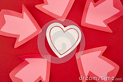 Health care background with heart and arrow signals. Valentine Stock Photo