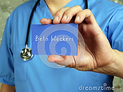 Health care concept meaning Beta blockers with phrase on the sheet Stock Photo