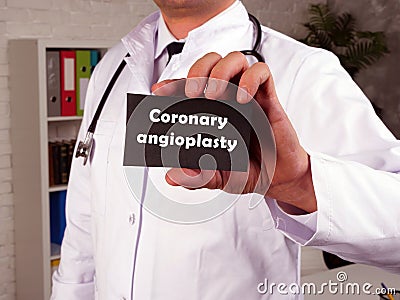 Health care concept meaning Coronary angioplasty stent insertion with inscription on the page Stock Photo