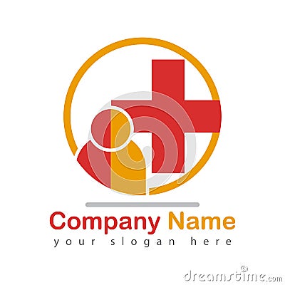 Health care hospital logo red plus Vector Illustration