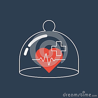 Health care icon, heart pulse, check up diagnostics Vector Illustration