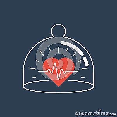 Health care icon, heart pulse, check up diagnostics Vector Illustration