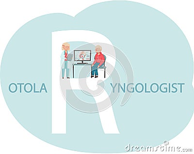 Health care, medical examination, patient at doctor s appointment. Otolaryngologist s office Vector Illustration