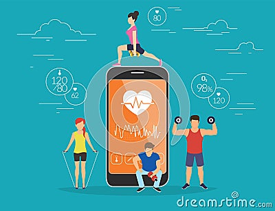 Health care mobile app concept illustration Vector Illustration