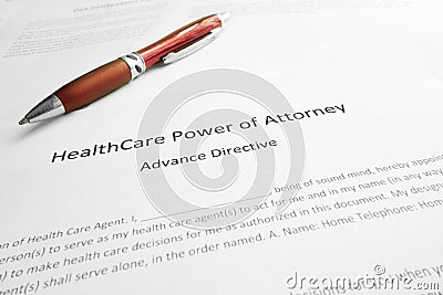 Health Care Power of Attorney Stock Photo