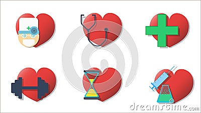Health care six heart icon Vector Illustration