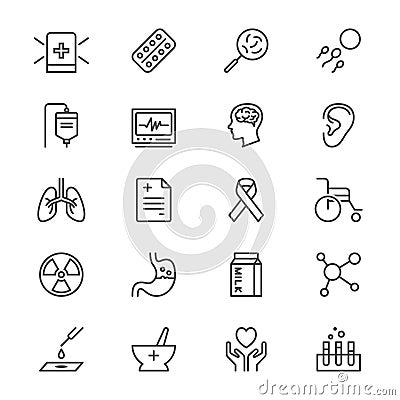 Health care thin icons Vector Illustration