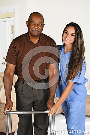 Health Care Worker and Elderly Patient Stock Photo