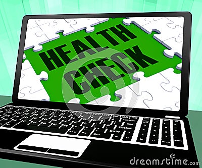 Health Check On Laptop Shows Well Being Stock Photo