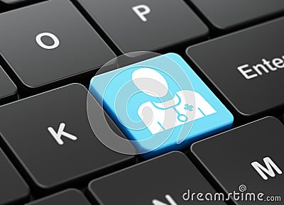 Health concept: Doctor on computer keyboard background Stock Photo